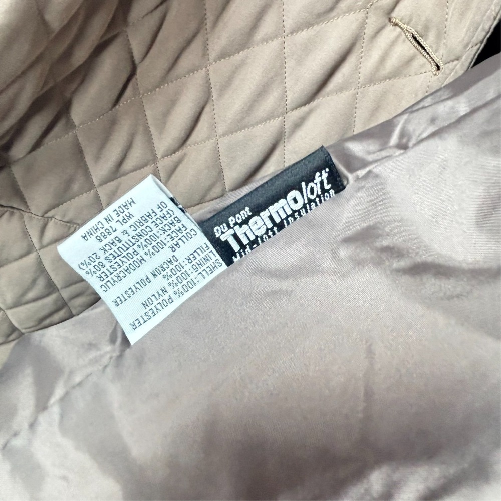 Evan Picone Chore Coat Barn Jacket Quilted Fur Collar Black Beige Womens Sz S - Picture 7 of 7